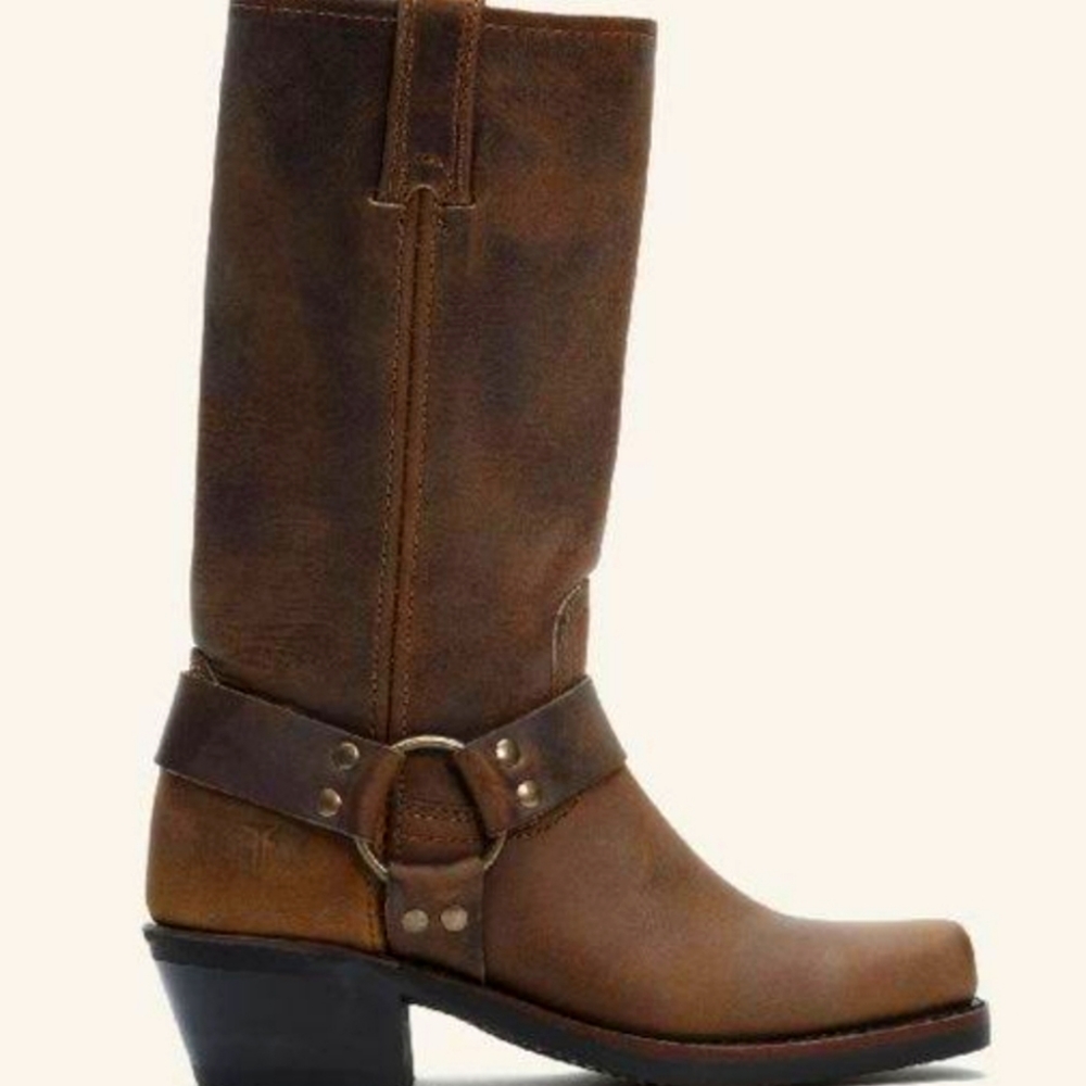 Frye Harness 12r tan oiled leather women's boot, like new
